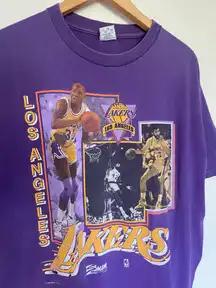 Vintage Style 1990 Lakers Magic Johnson T-Shirt Sweatshirt Pullover Hoodie Reprinted Full Color Full Size