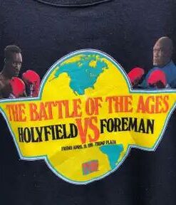 Vintage Style 1991 Holyfield Vs foreman T-Shirt Sweatshirt Pullover Hoodie Reprinted Full Color Full Size