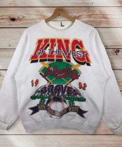 Vintage Style 1992 MLB Atlanta Braves National League West Crewneck Sweatshirt Printed Big Logo MLB Atlanta Braves Sweater Pullover