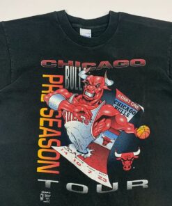Vintage Style 1994 Chicago Bulls Preseason Tour Rare T-Shirt Sweatshirt Pullover Hoodie Reprinted Full Color Full Size Gift for BNA Fans