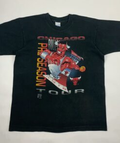 Vintage Style 1994 Chicago Bulls Preseason Tour Rare T-Shirt Sweatshirt Pullover Hoodie Reprinted Full Color Full Size Gift for BNA Fans