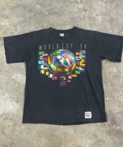 Vintage Style 1994 World Cup Faded Black Single Stitch Tshirt Hoodie Sweatshirt Full Size Full Color