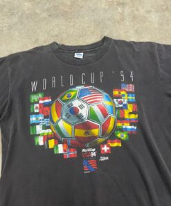 Vintage Style 1994 World Cup Faded Black Single Stitch Tshirt Hoodie Sweatshirt Full Size Full Color
