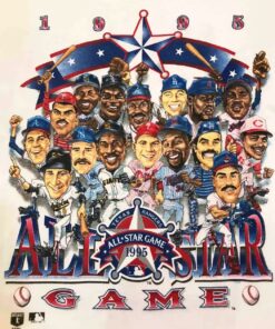Vintage Style 1995 MLB All Star Game Caricature Tshirt Sweatshirt Pullover Hoodie Reprinted Full Color Full Size