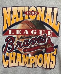 Vintage Style 1995 MLB Atlanta Braves National League Champions Printed Logo Crewneck Sweatshirt Baseball Team Braves Sweater Pullover