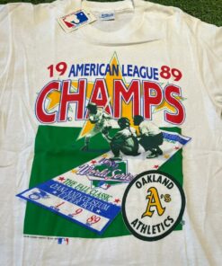 Vintage Style 80s 1989 New Tags Oakland Athletics MLB Champion T-Shirt Sweatshirt Pullover Hoodie Reprinted Full Color Full Size