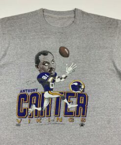 Vintage Style 80s Eric Carter Minnesota Vikings Caricature T Shirt Hoodie Sweatshirt Full Size Full Color Gift for NFL Fans