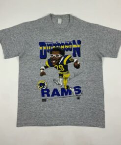 Vintage Style 80s Eric Dickerson St. Louis Rams Caricature T-Shirt Sweatshirt Pullover Hoodie Reprinted Full Color Full Size Gift for NFL Fans