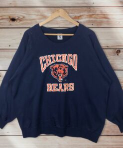 Vintage Style 80’s NFL Chicago Bears Crewneck Sweatshirt Printed Spell Out Big Logo NFL Chicago Bears Sweater Pulloverarge