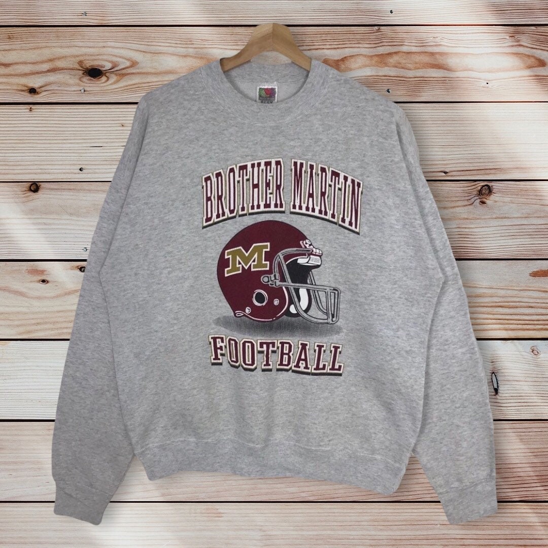 Vintage Style 90s Brother Martin Football Crewneck Sweatshirt Printed Spell Out Big Logo Brother Martin Sweater Pullover, Hoodie, Shirt Gifts for Fans
