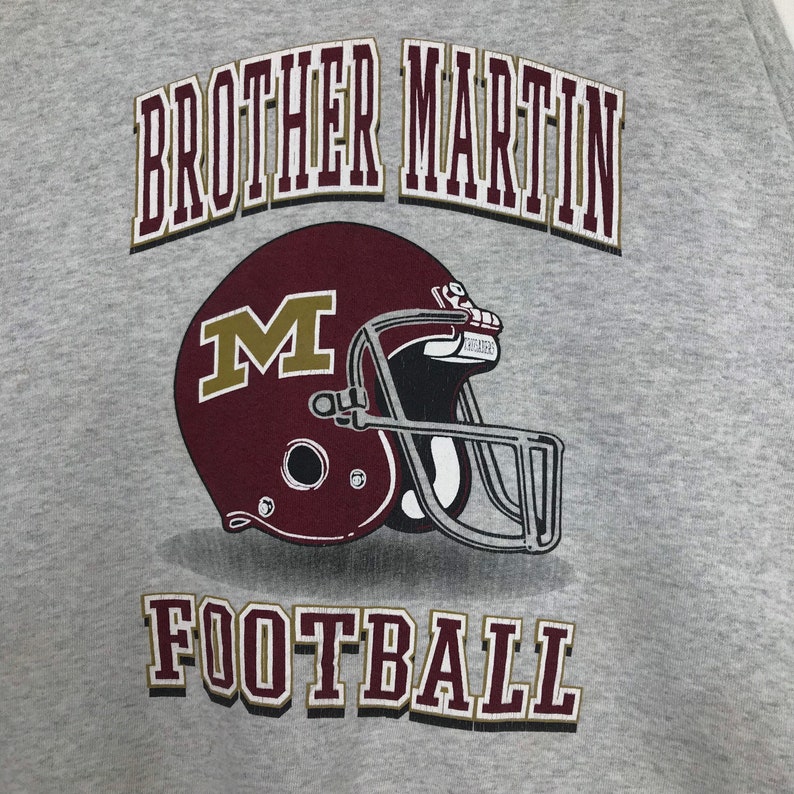 Vintage Style 90s Brother Martin Football Crewneck Sweatshirt Printed Spell Out Big Logo Brother Martin Sweater Pullover, Hoodie, Shirt Gifts for Fans