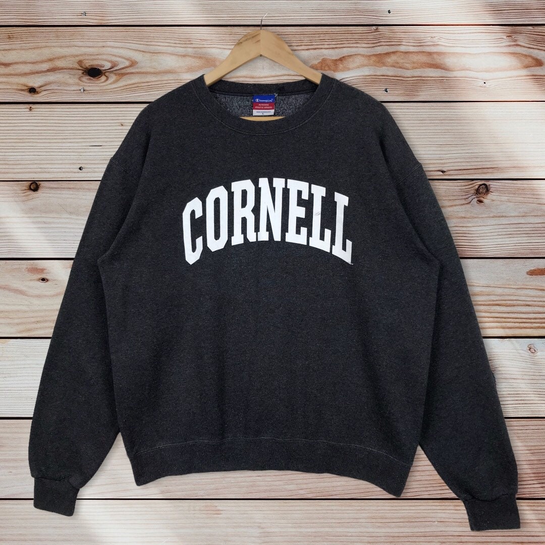 Vintage Style 90’s Champion Cornell University Crew Neck Sweatshirt Printed Spell Out Big Logo Cornell University Sweater Pullover