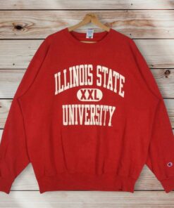 Vintage Style 90’s Champion Illinois State University Crew Neck Sweatshirt Printed Spell Out Logo Illinois State Sweater Pullover