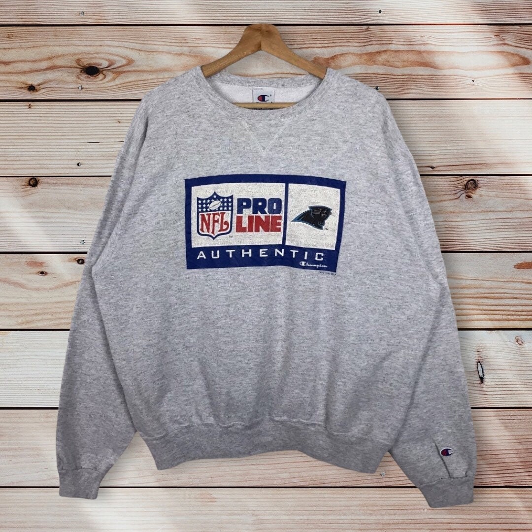 Vintage Style 90s Champion NFL Carolina Panthers Crewneck Sweatshirt Printed Big Logo Pro Line Carolina Panthers Sweater Pullover, Hoodie, Shirt Gifts for Fans