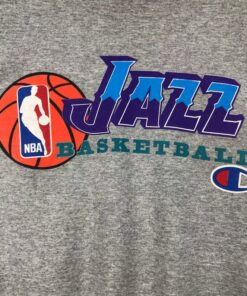 Vintage Style 90’s Champion Utah Jazz Basketball Crewneck Sweatshirt Printed Spell Out Big Logo Utah Jazz Basketball Sweater Pullover
