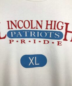 Vintage Style 90’s Lincoln High School Patriots Crewneck Sweatshirt Printed Spell Out Logo Lincoln Patriots Pride Sweater Pullover
