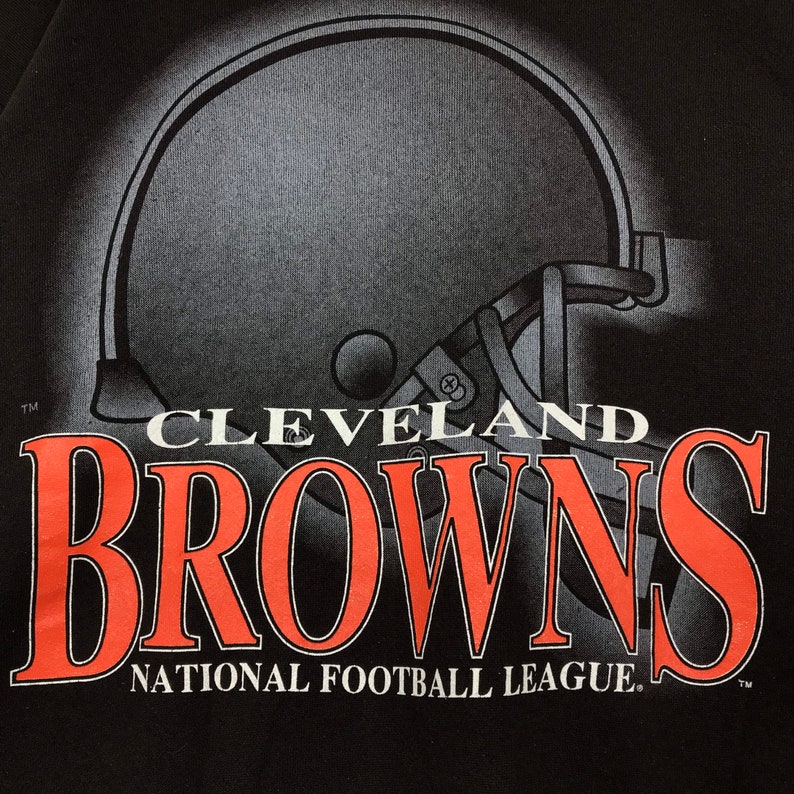 Vintage Style 90’s Logo 7 NFL Cleveland Browns Crewneck Sweatshirt Printed Spell Out Big Logo NFL Cleveland Browns Sweater Pullover