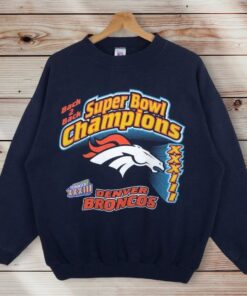 Vintage Style 90’s Logo 7 NFL Denver Broncos Crew Neck Sweatshirt Printed Spell Out Big Logo NFL Denver Broncos Sweater Pullover