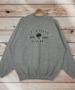 Vintage Style 90’s Logo Athletic NFL St. Louis Rams Crewneck Sweatshirt Printed Spell Out Big Logo NFL Los Angeles Rams Sweater Pullover