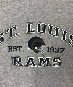 Vintage Style 90’s Logo Athletic NFL St. Louis Rams Crewneck Sweatshirt Printed Spell Out Big Logo NFL Los Angeles Rams Sweater Pullover