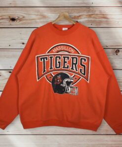 Vintage Style 90’s Massillon Tigers American Football Crew Neck Sweatshirt Printed Big Logo Massillon Tigers Football Sweater Pullover