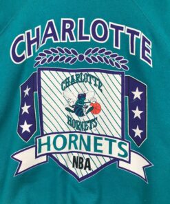Vintage Style 90’s NBA Charlotte Hornets Crewneck Sweatshirt Printed Spell Out Big Logo NBA Charlotte Hornets Sweater Pullover