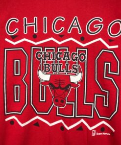 Vintage Style 90’s NBA Chicago Bulls Crewneck Sweatshirt Printed Spell Out Big Logo NBA Chicago Bulls Sweater Pullover