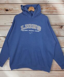Vintage Style 90’s NFL Detroit Lions Pullover Hoodie Printed Spell Out Big Logo NFL Detroit Lions Sweater Pullover