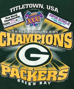 Vintage Style 90’s NFL Green Bay Packers Super Bowl Classic 1997 NFC Champions Printed Big Logo Sweatshirt, Hoodie, Shirt Gifts for Fans