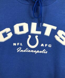 Vintage Style 90’s NFL Indianapolis Colts Pullover Hoodie Printed Spell Out Big Logo NFL Indianapolis Colts Sweater Pullover