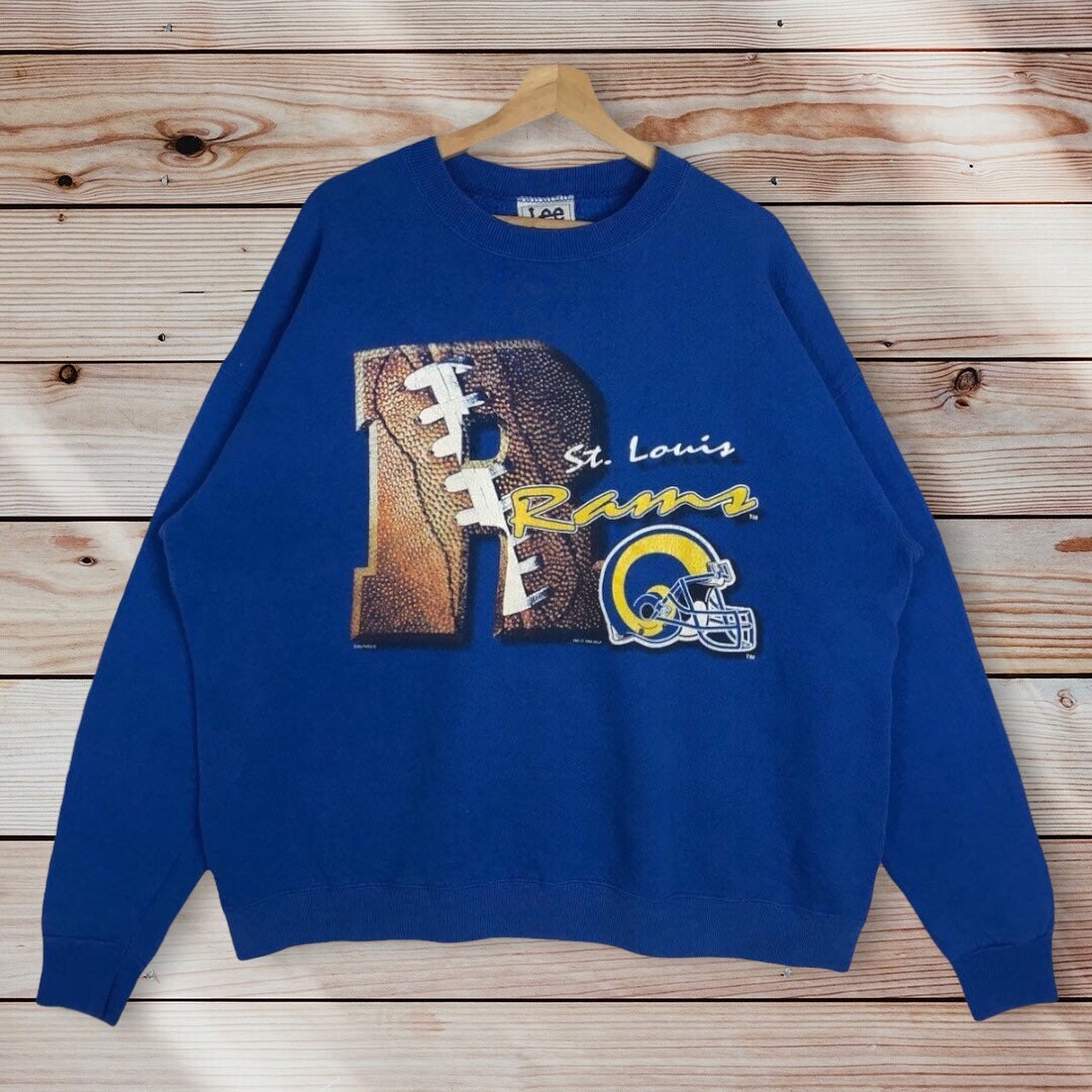 Vintage Style 90’s NFL St. Louis Rams Crewneck Sweatshirt Printed Spell Out Big Logo NFL Los Angeles Rams Sweater Pullover, Hoodie, Shirt Gifts for Fans