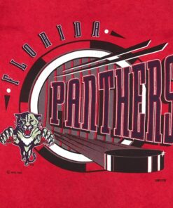 Vintage Style 90’s NHL Florida Panthers Crew Neck T-shirt Printed Spell Out Big Logo NHL Florida Panthers Shirts