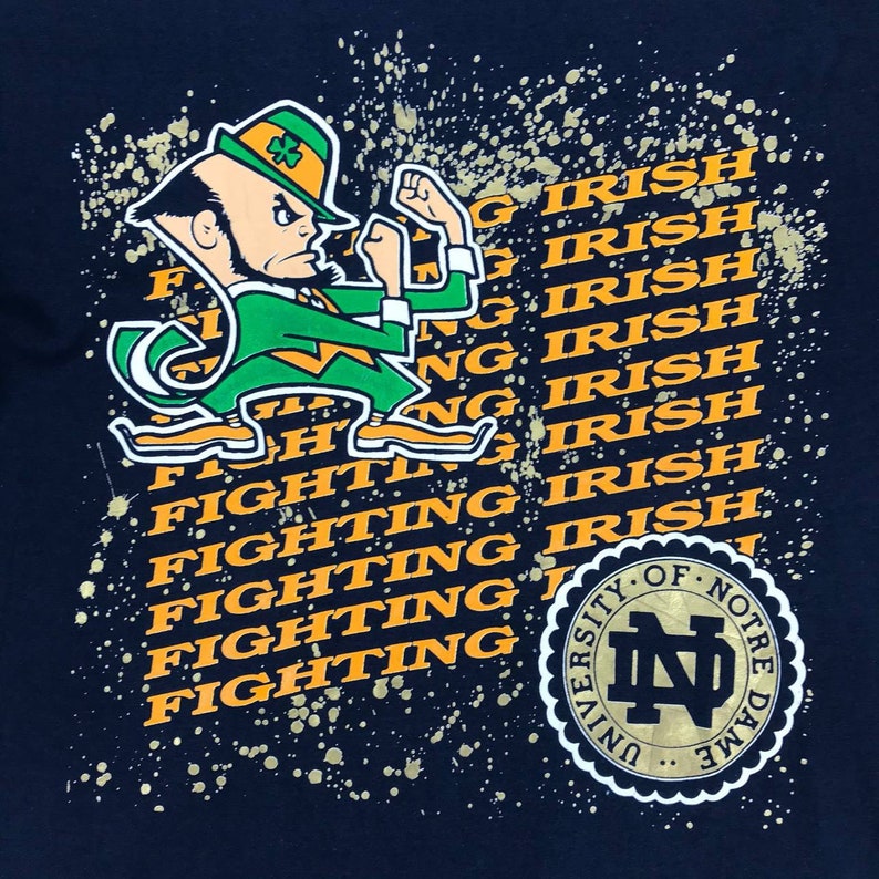 Vintage Style 90’s Notre Dame University Crewneck T-shirt Printed Spell Out Big Logo Vintage Style Notre Dame Fighting Irish Shirts, Sweatshirt, Hoodie Gifts for Fans