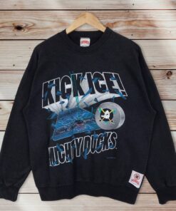 Vintage Style 90’s Nutmeg NHL Mighty Ducks Crewneck Sweatshirt Printed Big Logo NHL Anaheim Ducks California Sweater Pullover