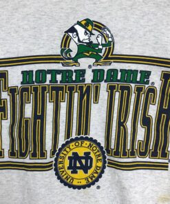 Vintage Style 90s Nutmeg Notre Dame University Crewneck Sweatshirt Printed Big Logo Notre Dame Fighting Irish Sweater Pullover