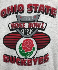 Vintage Style 90’s Ohio State Buckeyes Rose Bowl Crewneck Sweatshirt Printed Spell Out Big Logo Ohio State Buckeyes Sweater Pullover