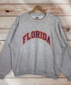 Vintage Style 90’s Russell Florida University Crewneck Sweatshirt Printed Spell Out Logo Florida Gators Sweater Pullover, Hoodie, Shirt Gifts for Fans