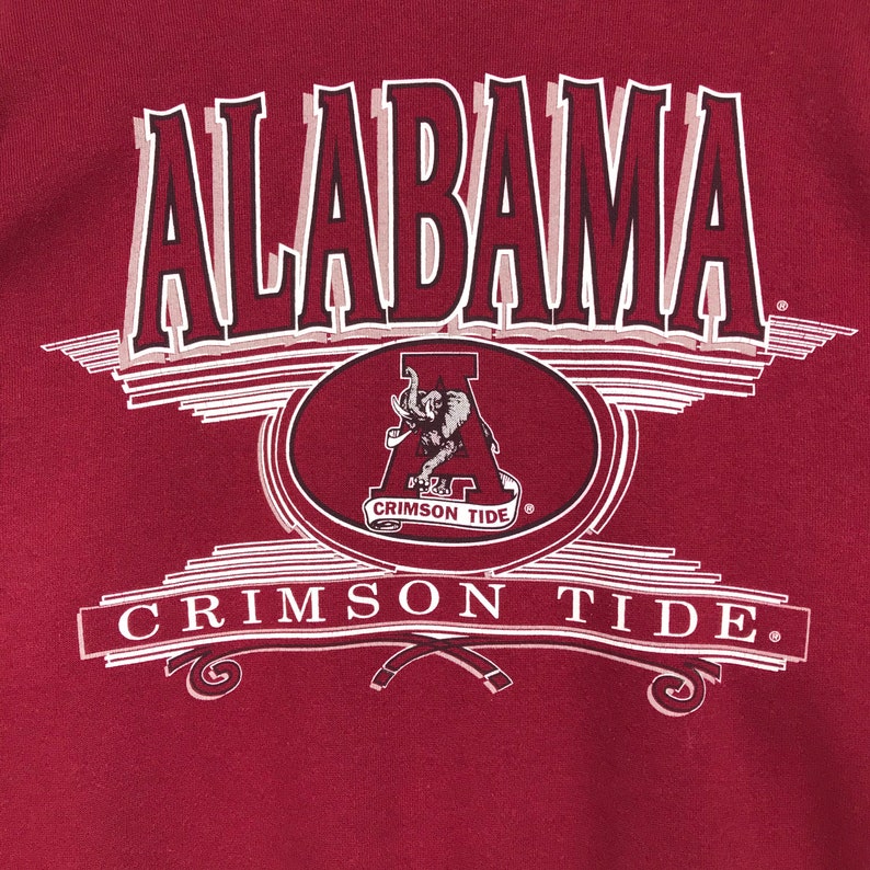 Vintage Style 90s University of Alabama Crewneck Sweatshirt Printed Spell Out Big Logo Alabama University Crimson Tide Sweater Pullover, Hoodie, Shirt Gifts for Fans