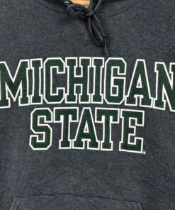 Vintage Style 90’s University of Michigan State Pullover Hoodie Printed Spell Out Logo Michigan State Sweater Pullover Unisex Clothing