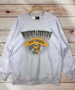 Vintage Style 90’s West Virginia Mountaineers Crewneck Sweatshirt Printed Big Logo West Virginia University Sweater Pullover, Hoodie, Shirt Gifts for Fans