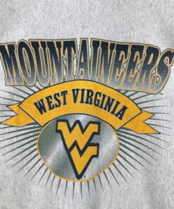 Vintage Style 90’s West Virginia Mountaineers Crewneck Sweatshirt Printed Big Logo West Virginia University Sweater Pullover, Hoodie, Shirt Gifts for Fans