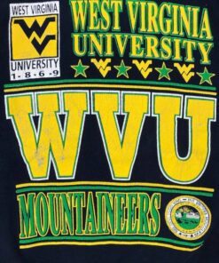 Vintage Style 90’s West Virginia Mountaineers Crewneck Sweatshirt Printed Spell Out Big Logo West Virginia University Sweater Pullover