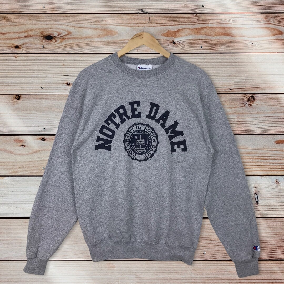 Vintage Style Champion University of Notre Dame Crewneck Sweatshirt, Logo Notre Dame Fighting Irish Sweater Pullover, Hoodie, Shirt Gifts for Fans