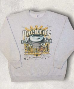 Vintage Style Green Bay Packers Super Bowl Crewneck T Shirt Hoodie Sweatshirt Full Size Full Color Gift for NFL Fans