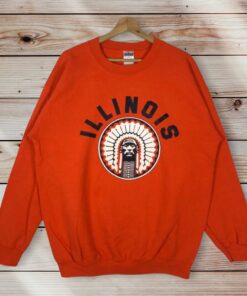 Vintage Style Illinois State University Crew Neck Sweatshirt Printed Spell Out Big Logo Illinois Fighting Illini Sweater Pullover
