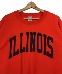 Vintage Style Illinois State University Crew Neck Sweatshirt Printed Spell Out Illinois University Sweater Pullover, Hoodie, Shirt Gifts for Fans