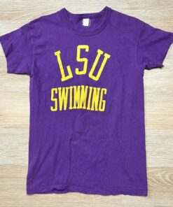Vintage Style LSU Swimming Shirt 60s 70s Louisiana State Ted’s Tigers Single Stitch Usa T-Shirt Sweatshirt Pullover Hoodie Reprinted Full Color Full Size