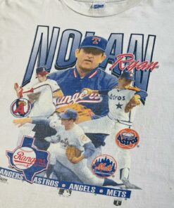 Vintage Style MLB 90s Nolan Ryan Rangers Astros Angeles Mets T Shirt Hoodie Sweatshirt Full Size Full Color