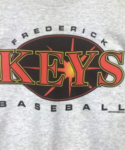 Vintage Style MLB Frederick Keys Crewneck Sweatshirt Printed Spell Out Big Logo MLB Frederick Keys Sweater Pullover