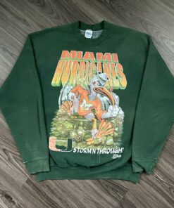 Vintage Style Miami Hurricanes Collegiate Crewneck 90s T-Shirt Sweatshirt Pullover Hoodie Reprinted Full Color Full Size